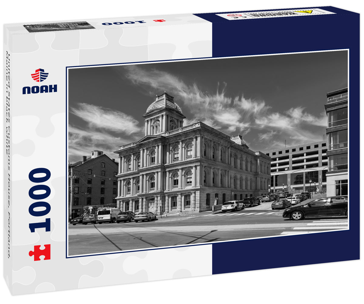 United States Customs House, Portland, Maine in black white