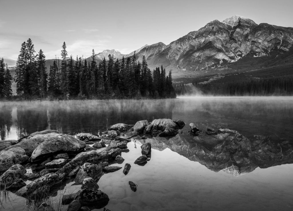 Pyramid Lake. Nevada in black white