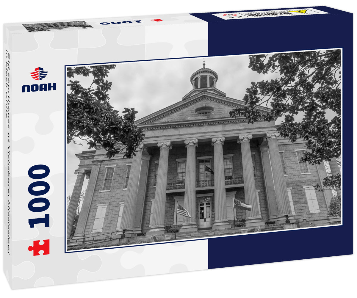 Old courthouse at Vicksburg, Mississippi in black white
