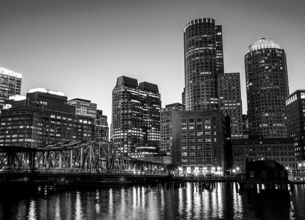 Boston Massachusetts in black white