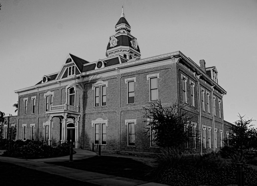 City Hall, Florence, Arizona in black white