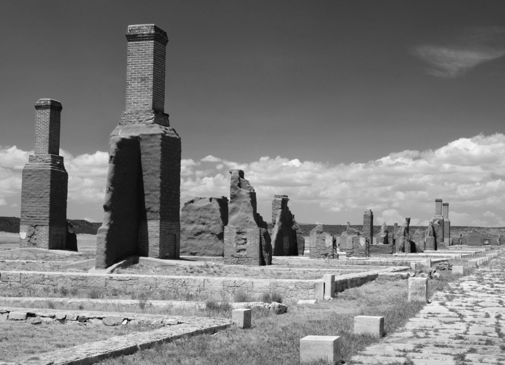 Fort Union Chimneys, New Mexico in black white