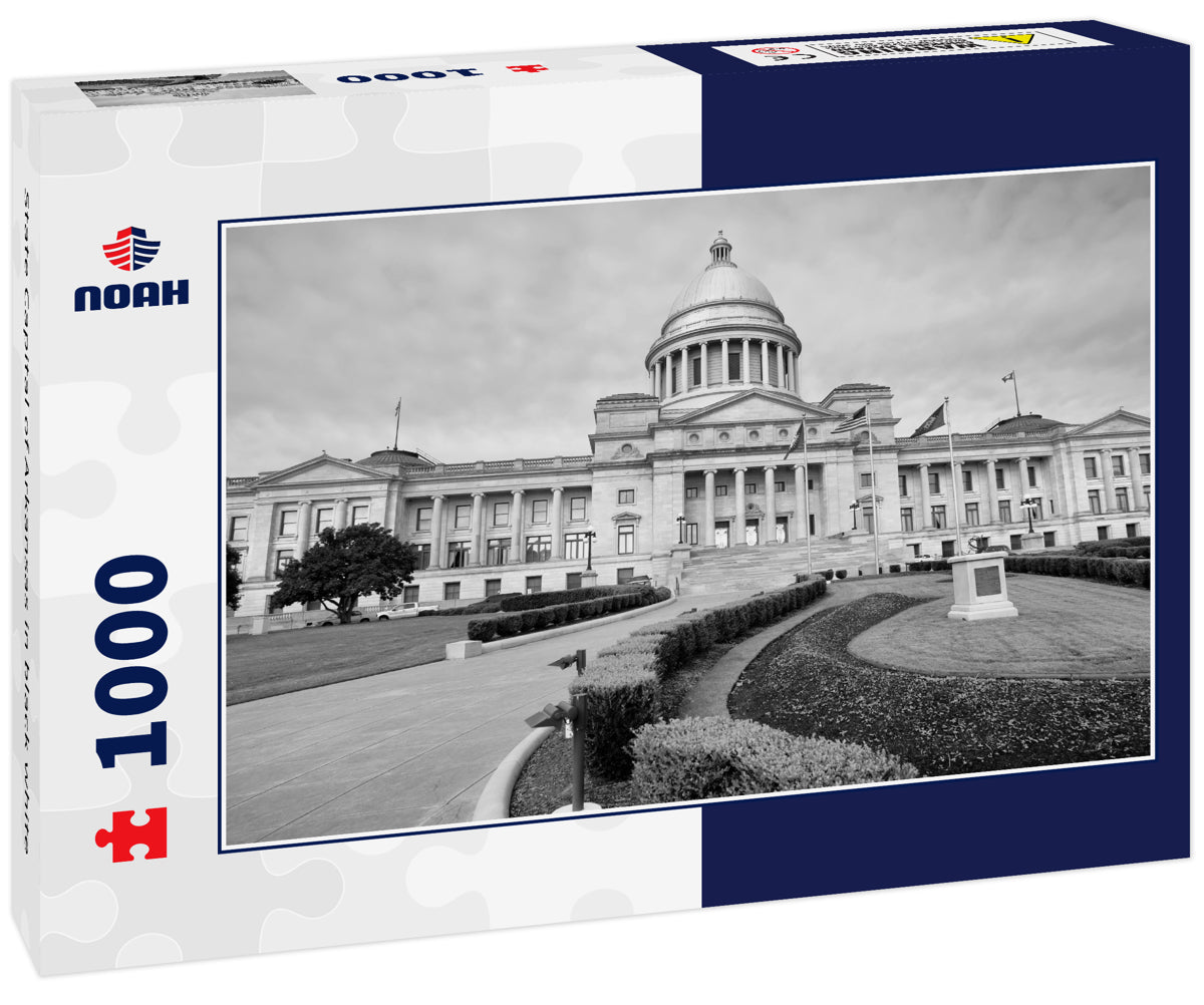 State Capital of Arkansas in black white