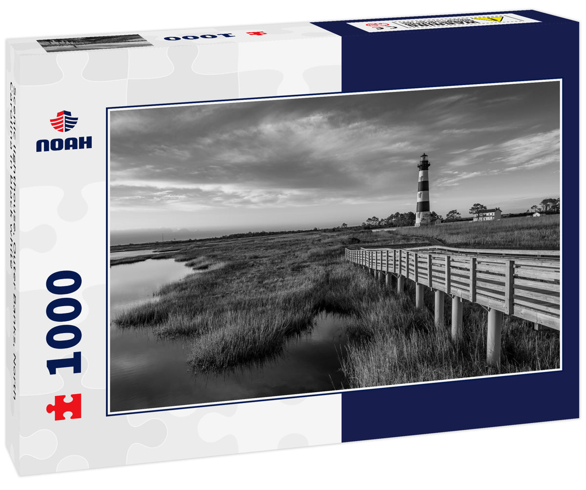Scenic lighthouse, Outer Banks, North Carolina in black white