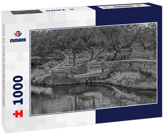 Steps Leading to the Blue Hole near Route 66, New Mexico in black white