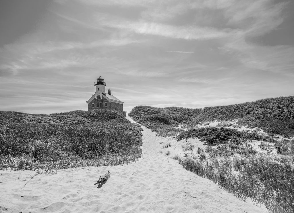 Block Island Rhode Island in black white