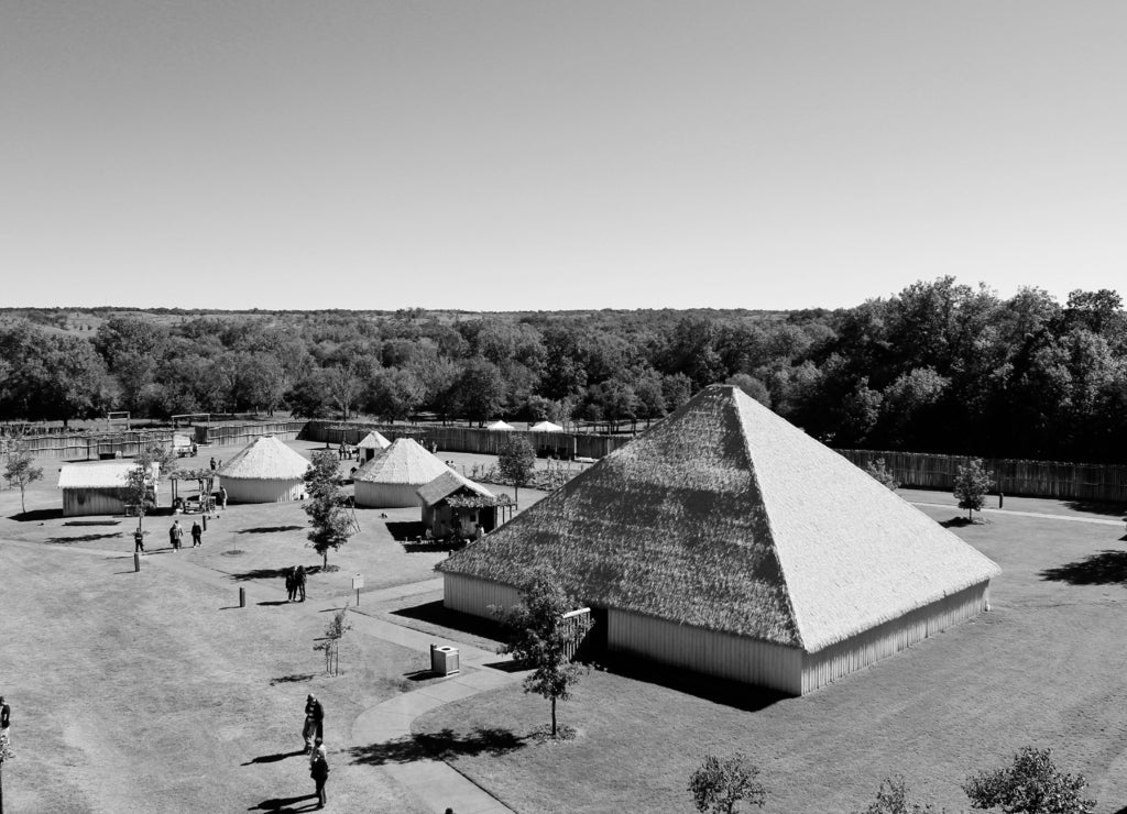 Chickasaw Village, Oklahoma in black white