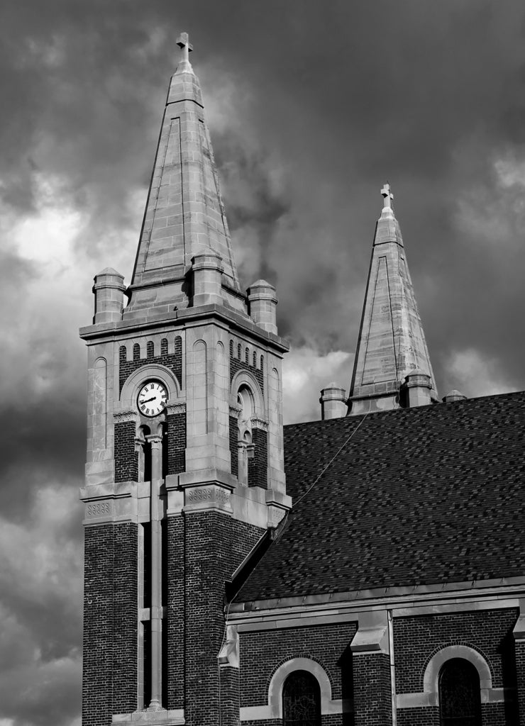 Santa Rose of Lima Roman Catholic church in Queens New York in black white