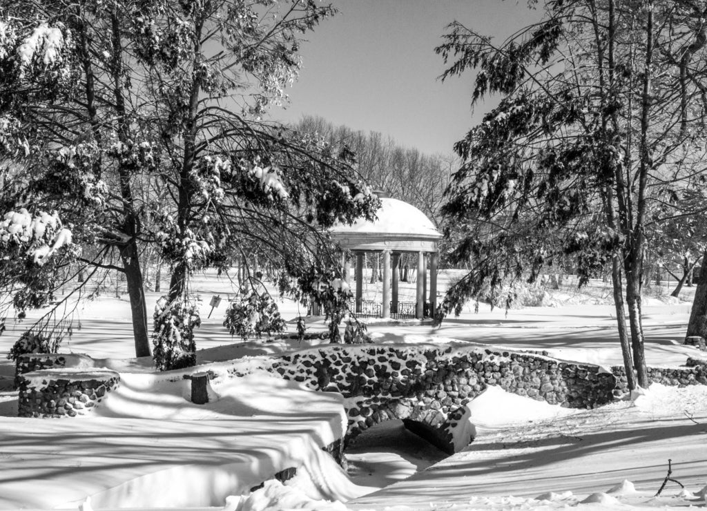 Winter in Rhode Island in black white