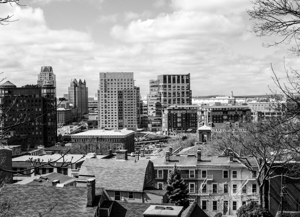 Downtown Providence Rhode Island in black white