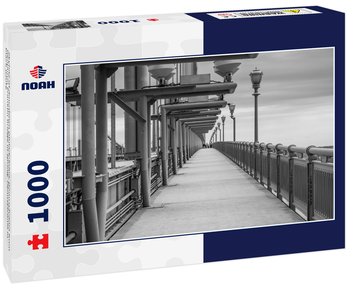 Skyline of downtown philadelphia, pennsylvania from Benjamin Franklin bridge in spring, Pennsylvania in black white