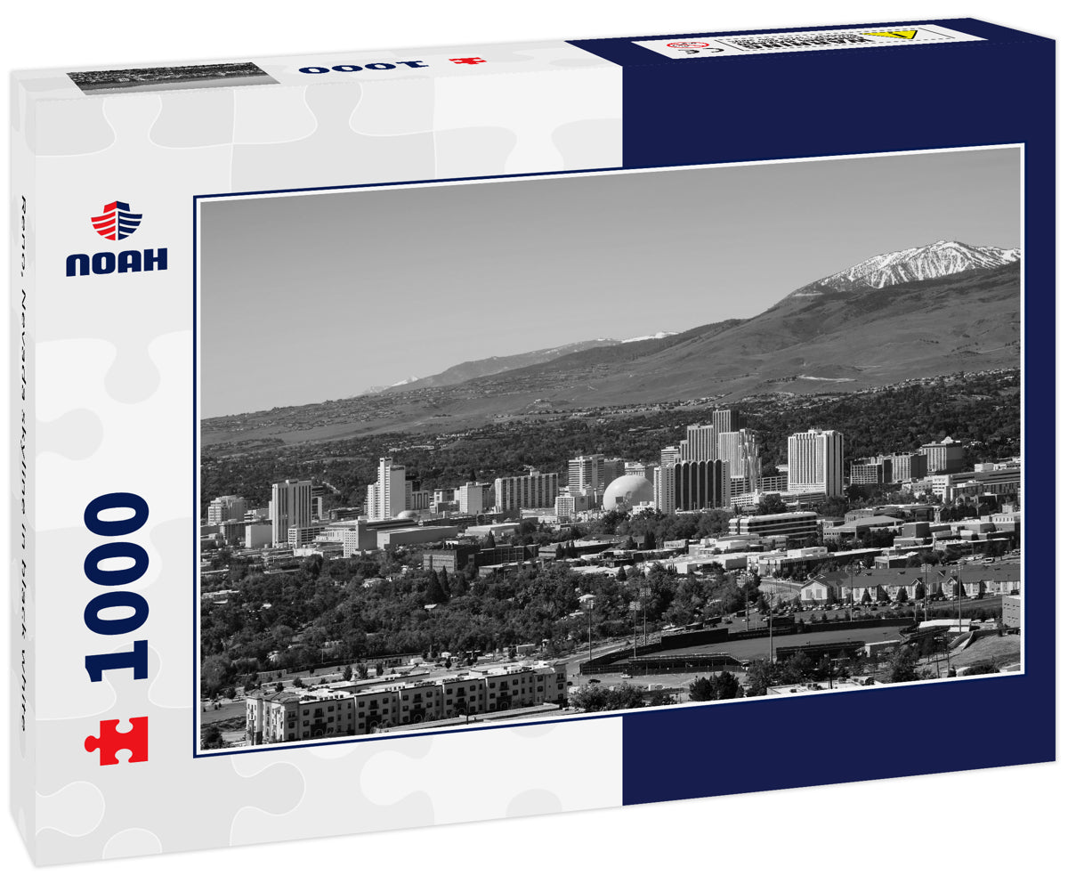 Reno, Nevada skyline in black white