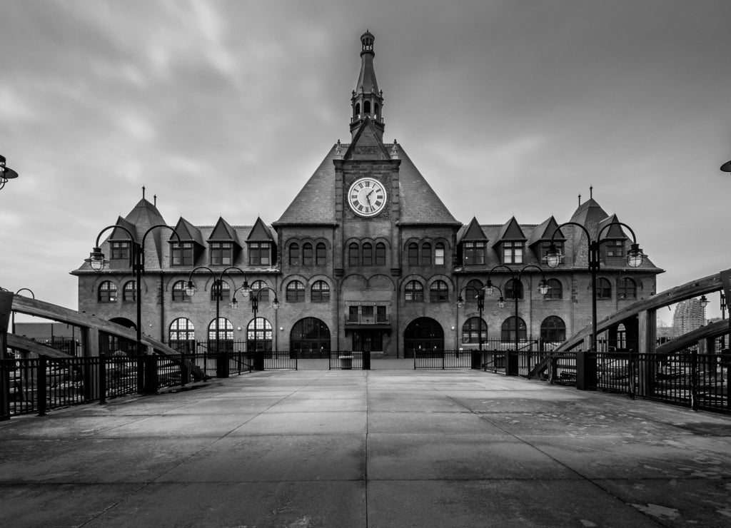 Central Railroad of New Jersey Terminal in black white