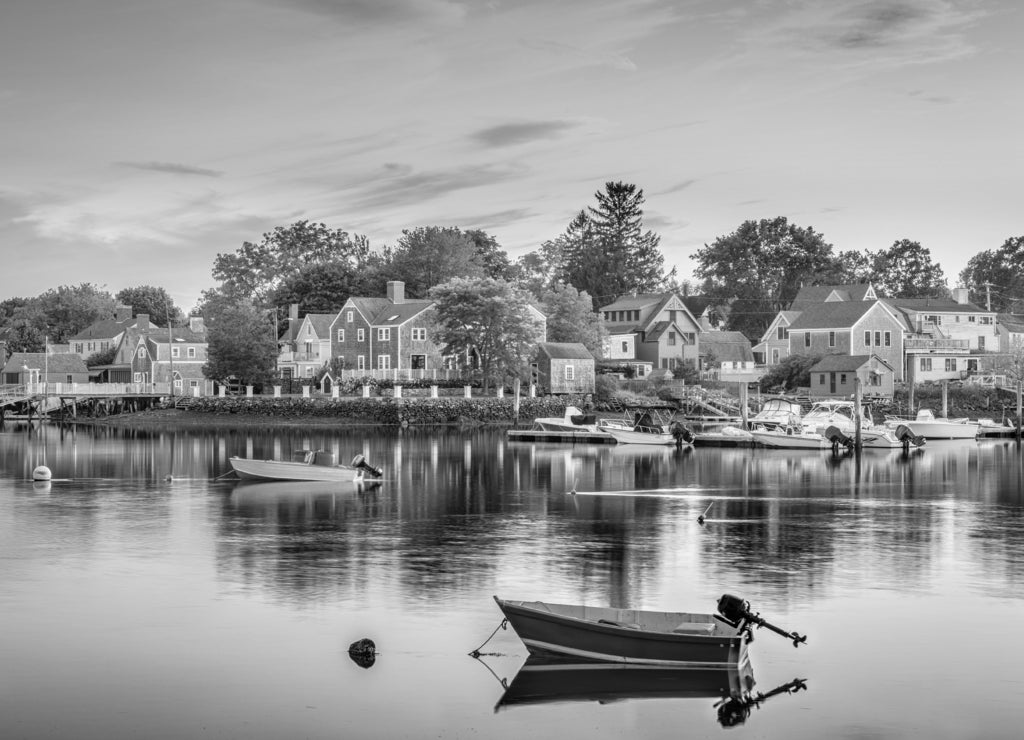 Portsmouth, New Hampshire, USA in black white