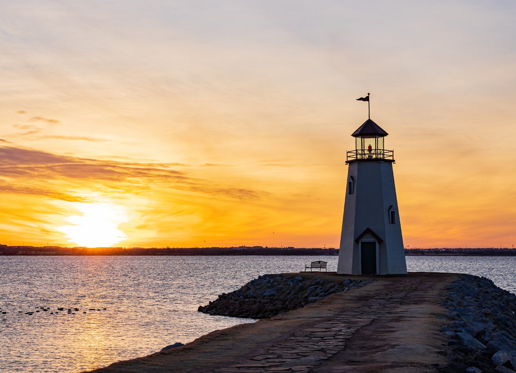 Landscape of the Lake Hefner lighthouse Oklahoma