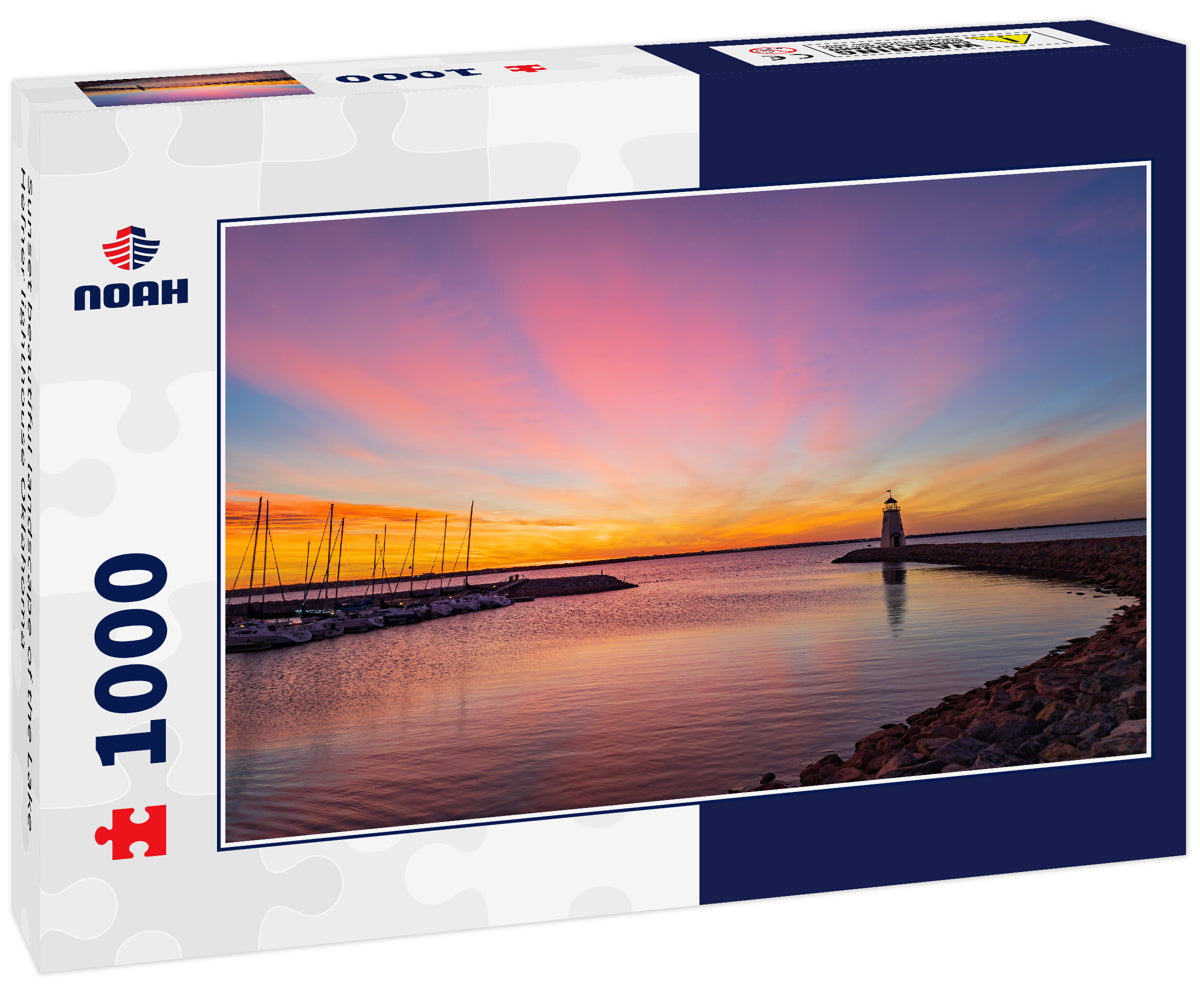 Sunset beautiful landscape of the Lake Hefner lighthouse Oklahoma