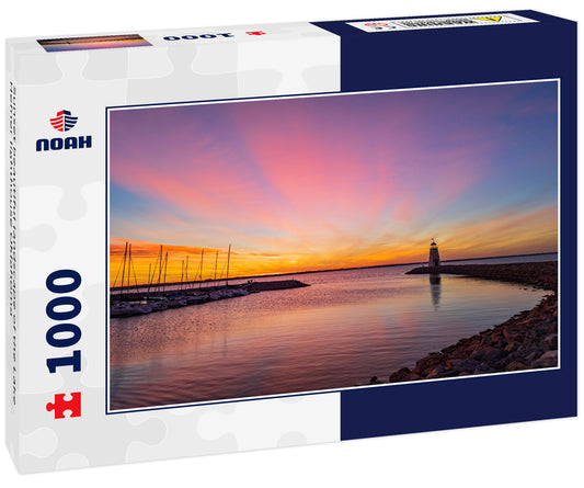 Sunset beautiful landscape of the Lake Hefner lighthouse Oklahoma