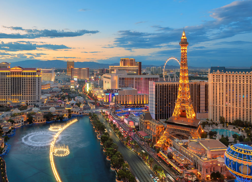 Beautiful aerial view of Las Vegas strip Sunny day, Nevada