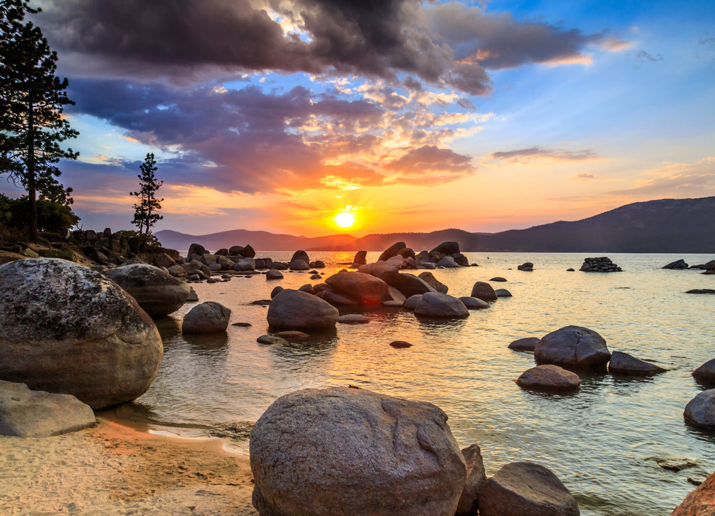 Lake Tahoe at sunset, Nevada