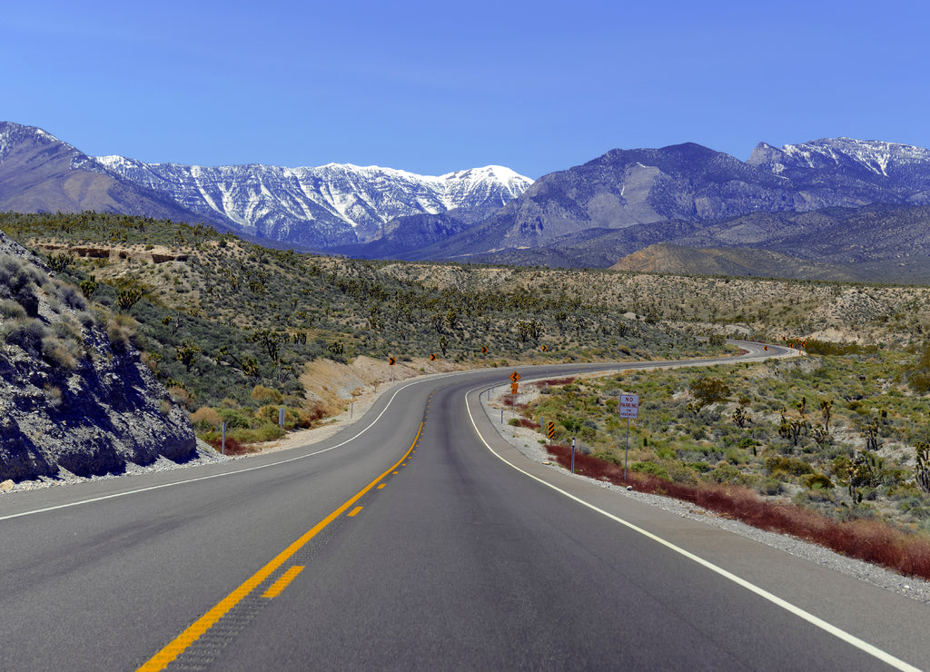 Driving into the Spring Mountains, near Las Vegas Nevada