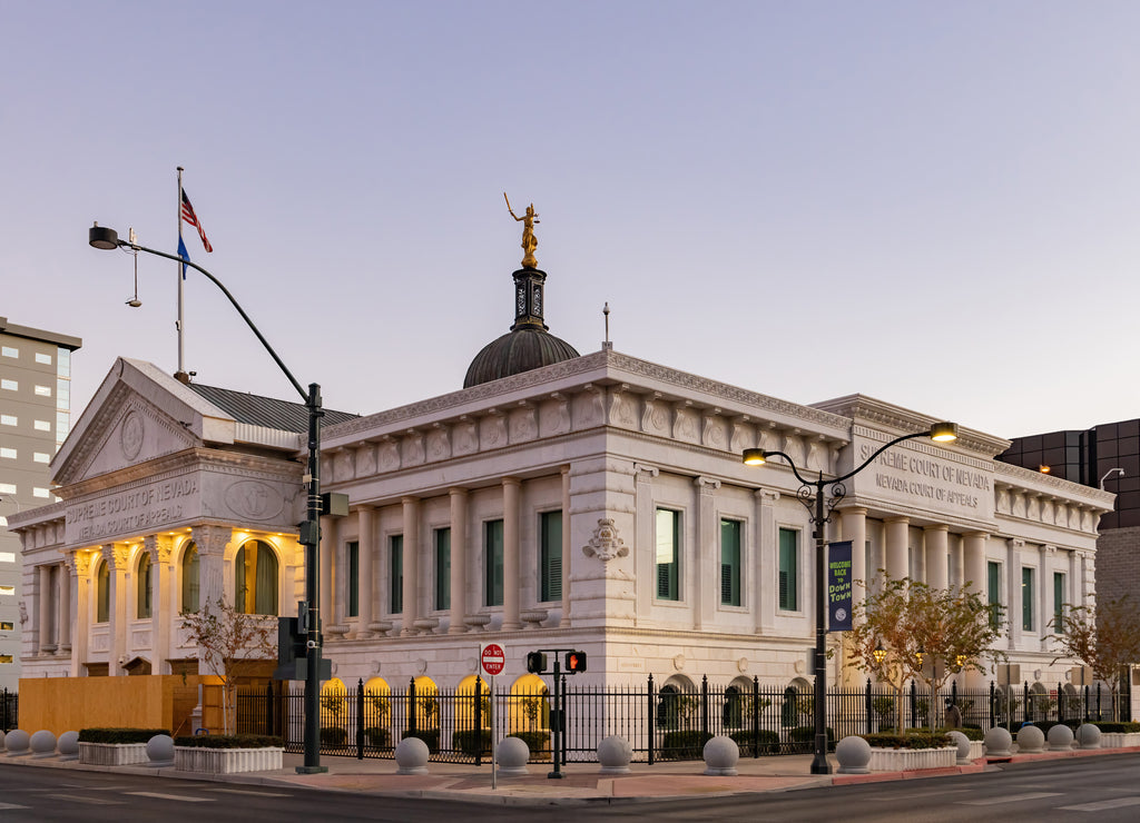 Sunset view of the Supreme Court of Nevada