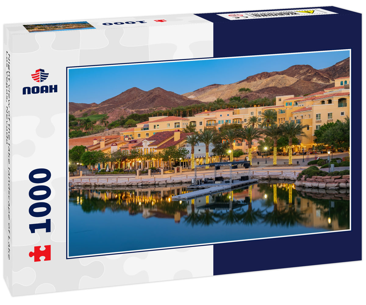 Night view of the lake landscape of Lake Las Vegas, Nevada