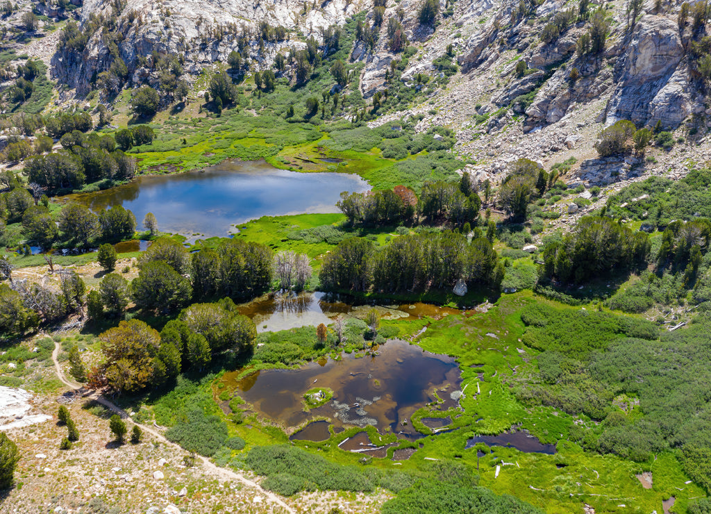 Aerial view of the beautiful Dollar Lakes and landscape, Nevada