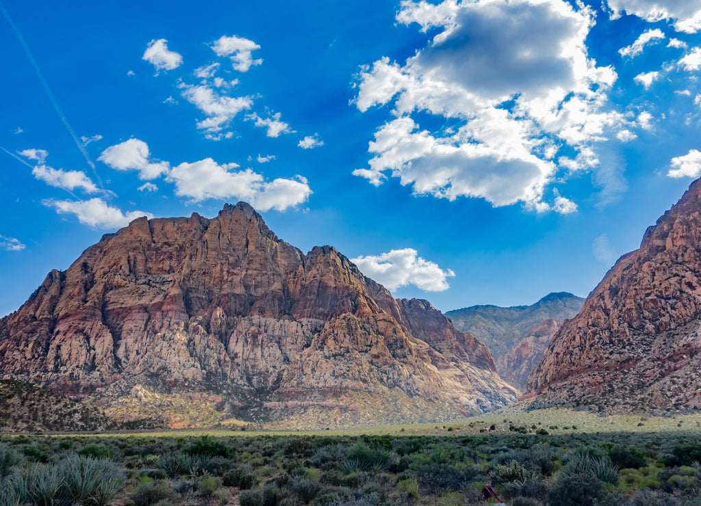 Mount Wilson and Pine Creek Canyon in Black and White at Red Rock Canyon National Conservation Area, Clark County, Nevada, USA