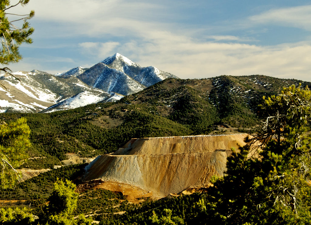 Growing two level Tailings Pile from copper mine, Ruth, Nevada