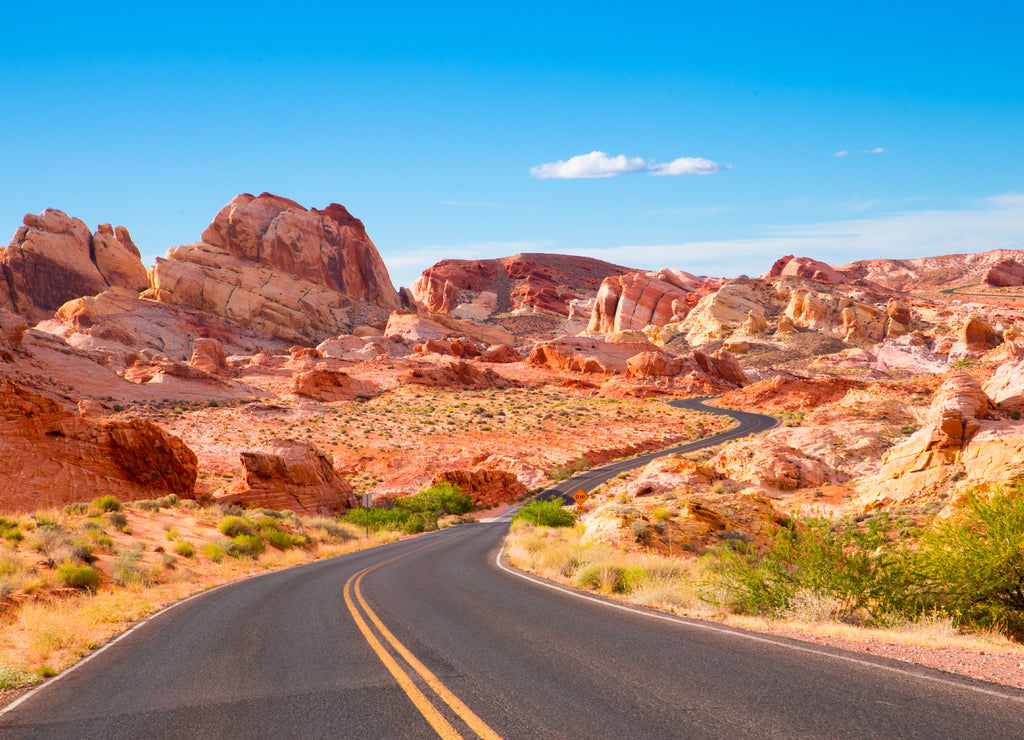 Road through Valley of Fire State Park in Nevada