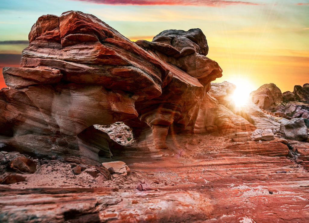 Formations of the desert landscape at the Valley of Fire State Park near Las Vegas, Nevada