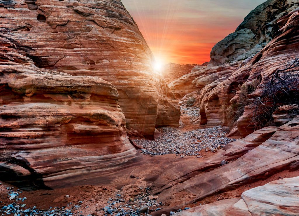 Formations of the desert landscape at the Valley of Fire State Park near Las Vegas, Nevada