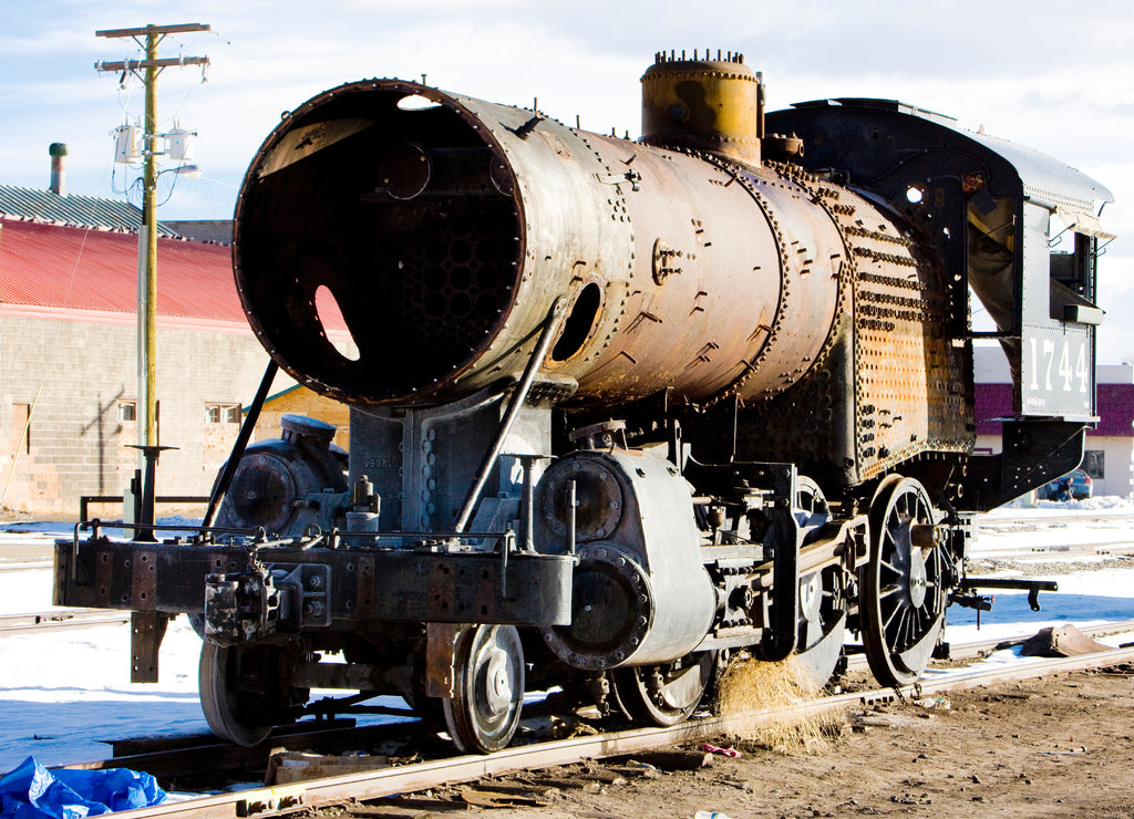 Part of steam locomotive, Alamosa, Colorado, USA
