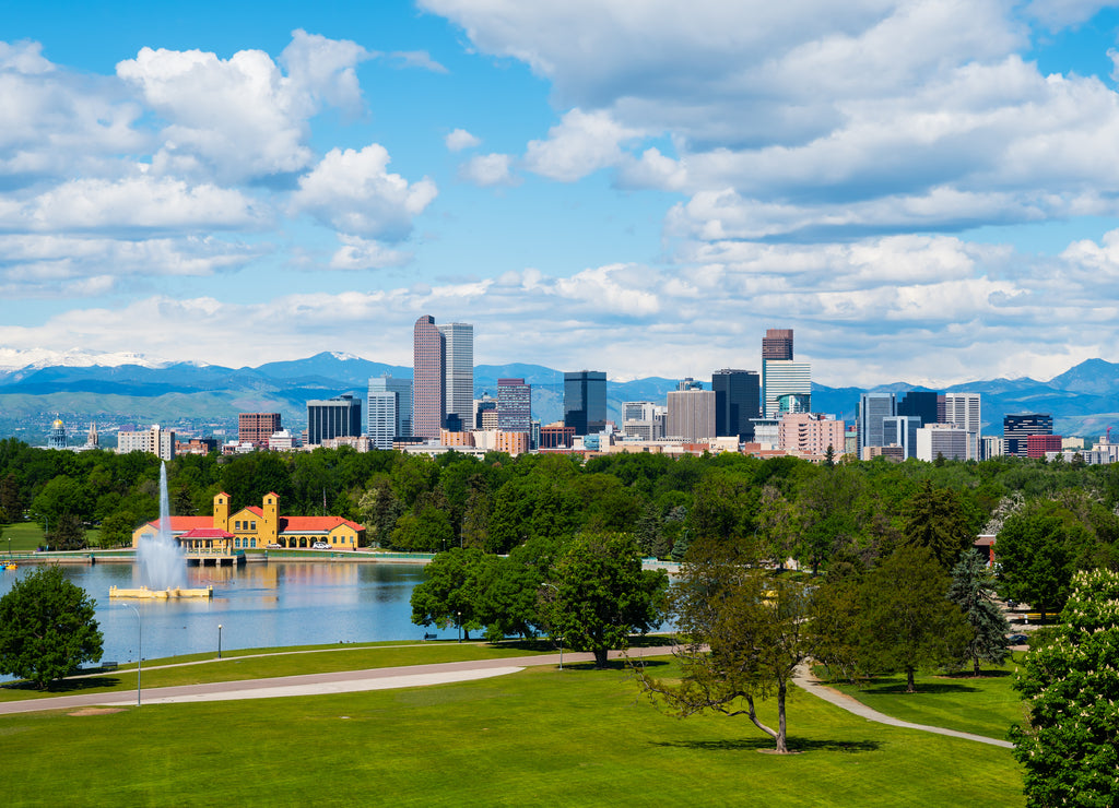 Denver Colorado downtown with City Park