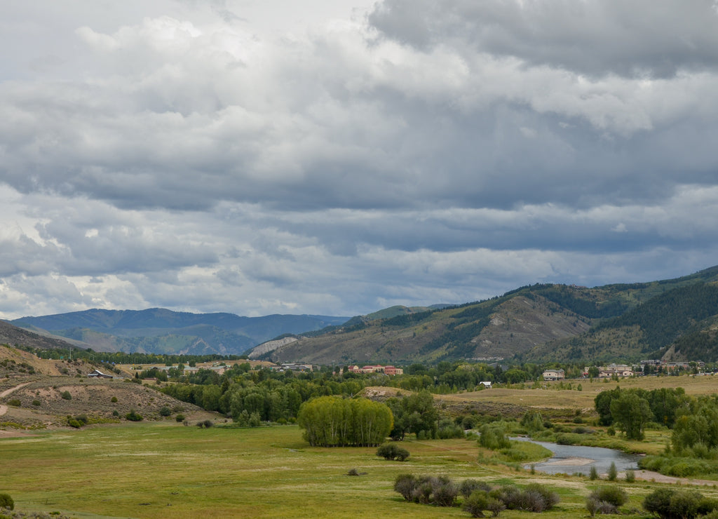 Eagle river valley in Rocky Mountains scenic view Avon, Eagle County, Colorado