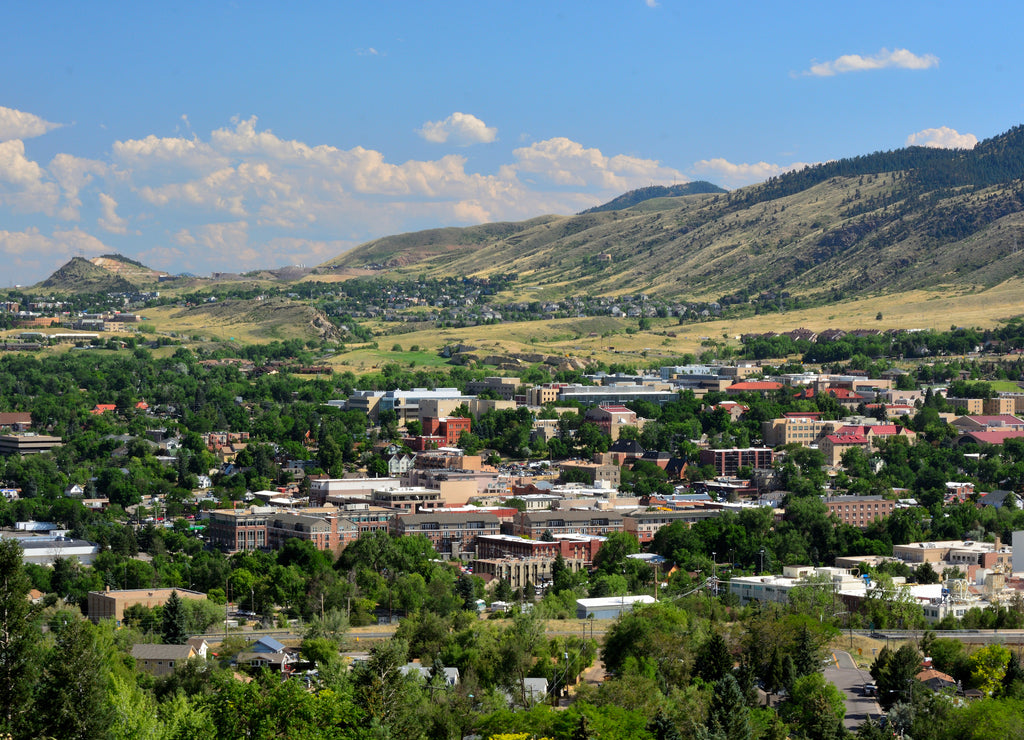 Downtown Golden, Colorado in the Rocky Mountains on a sunny day