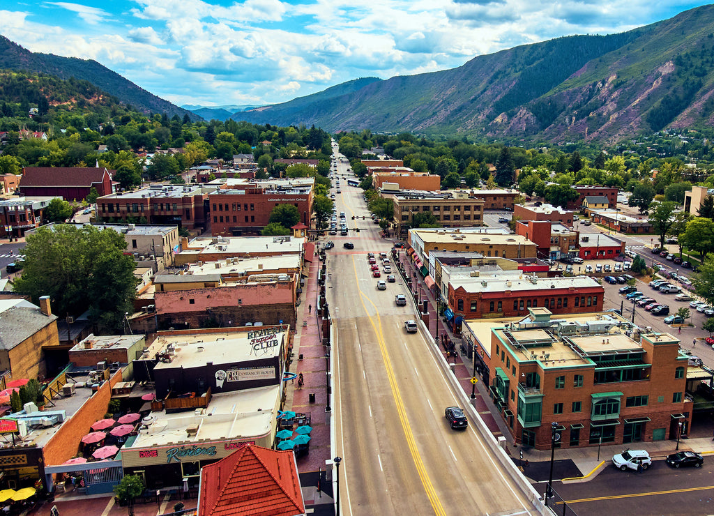 Aerial Glenwood Springs Rocky Mountains, Colorado