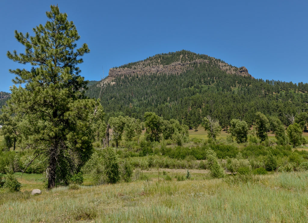 Indian Head mountain and green valley in San Juan mountains (Archuleta county, Colorado)