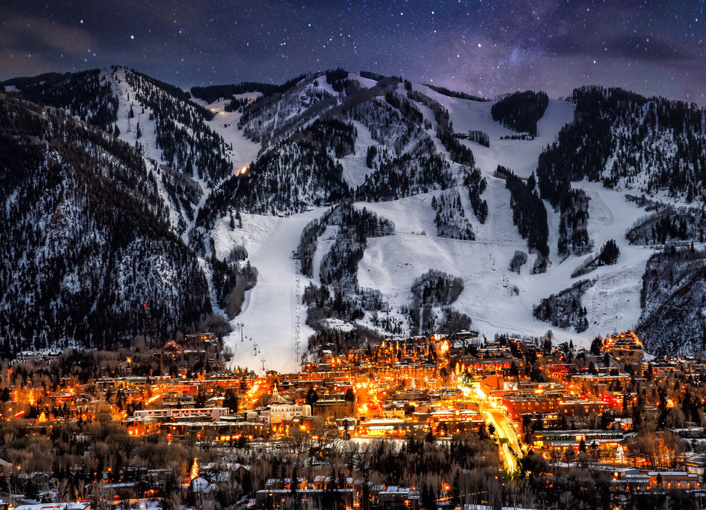 Aspen Colorado with stars in background