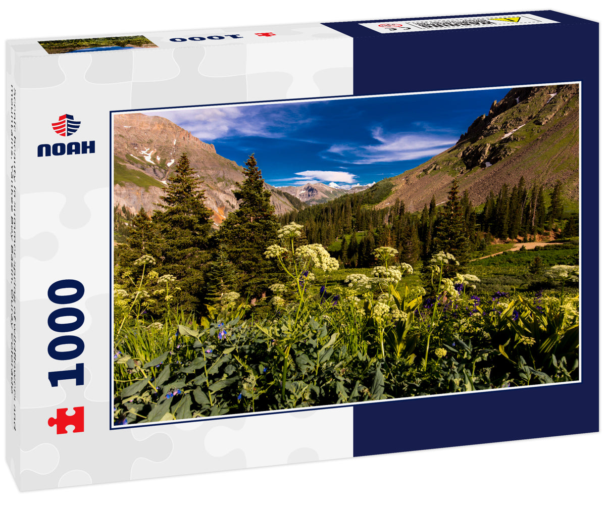 Scenic beauty in summer spring of wildflowers and mountains, Yankee Boy Basin, Ouray Colorado