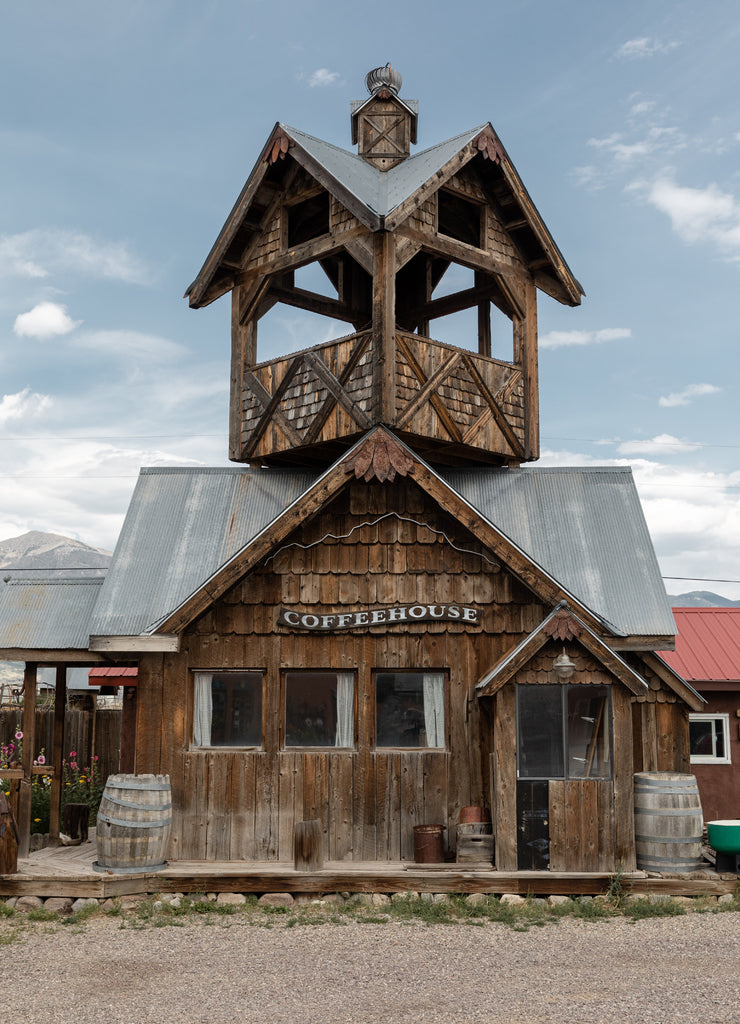 An old coffe house in Villa Grove, an unincorporated community and a U.S. Post Office located in Saguache County, Colorado. Before the town was named Garibaldi