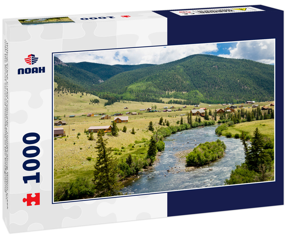 Willow Creek Creed Colorado - Homes along Willow Creek outside the town of Creede in Mineral County Colorado with the forest covered mountains in the background