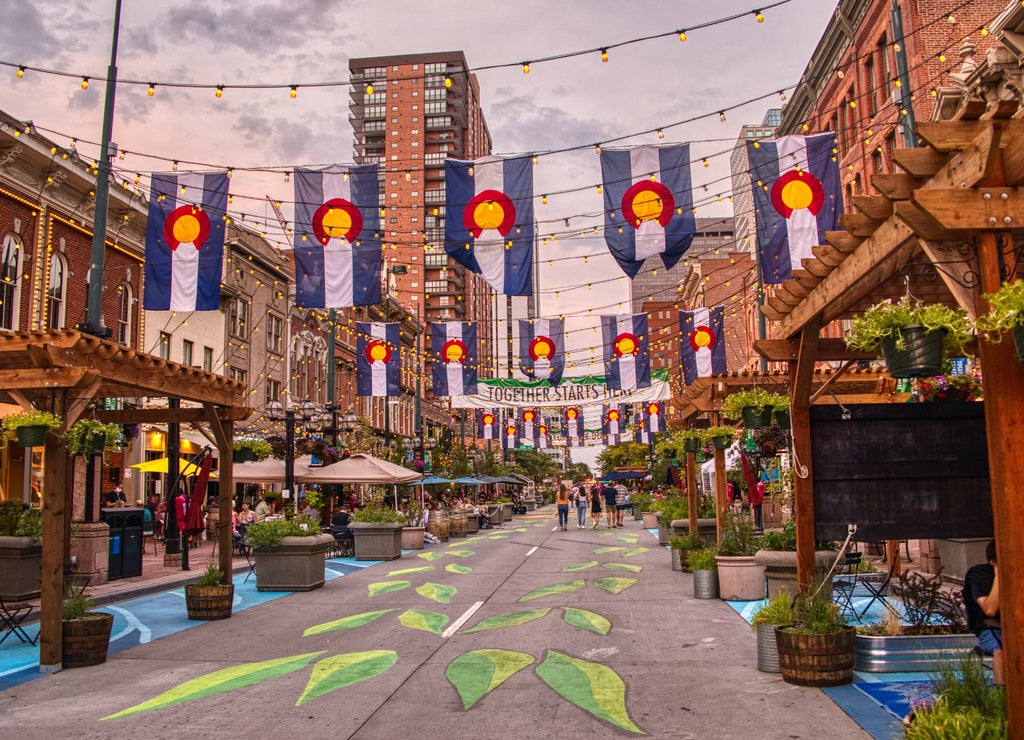 Larimer Square after the Covid Shutdown was lifted, Colorado