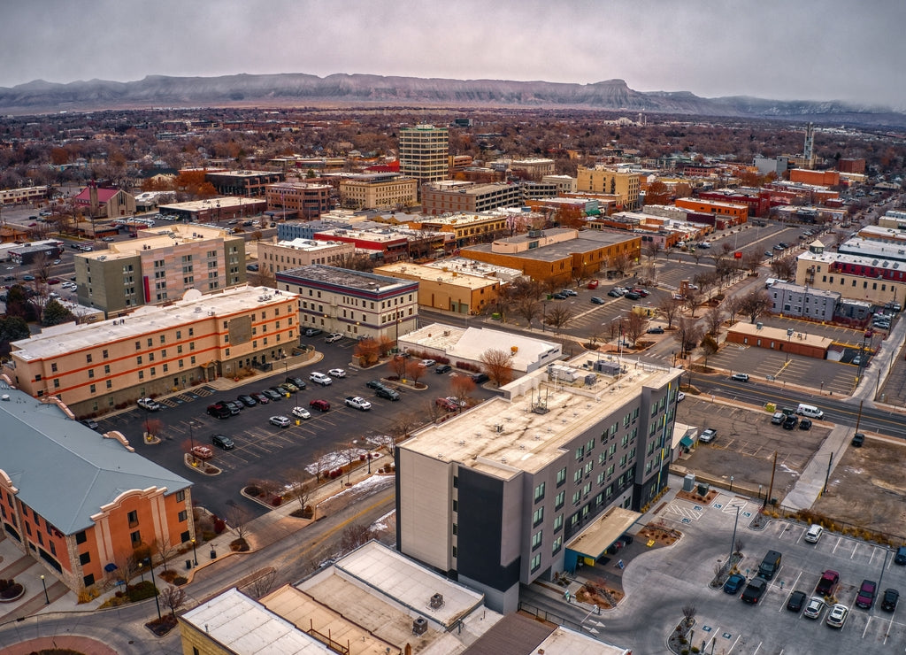 Aerial View of Grand Junction, Colorado in Winter