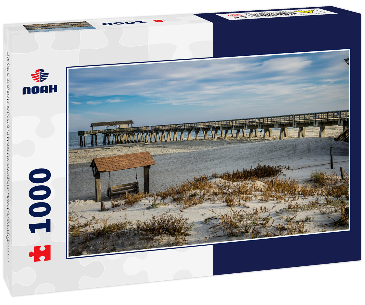 Tybee Island pier in Southern Georgia United States on the beach of the Atlantic Ocean, and a swing