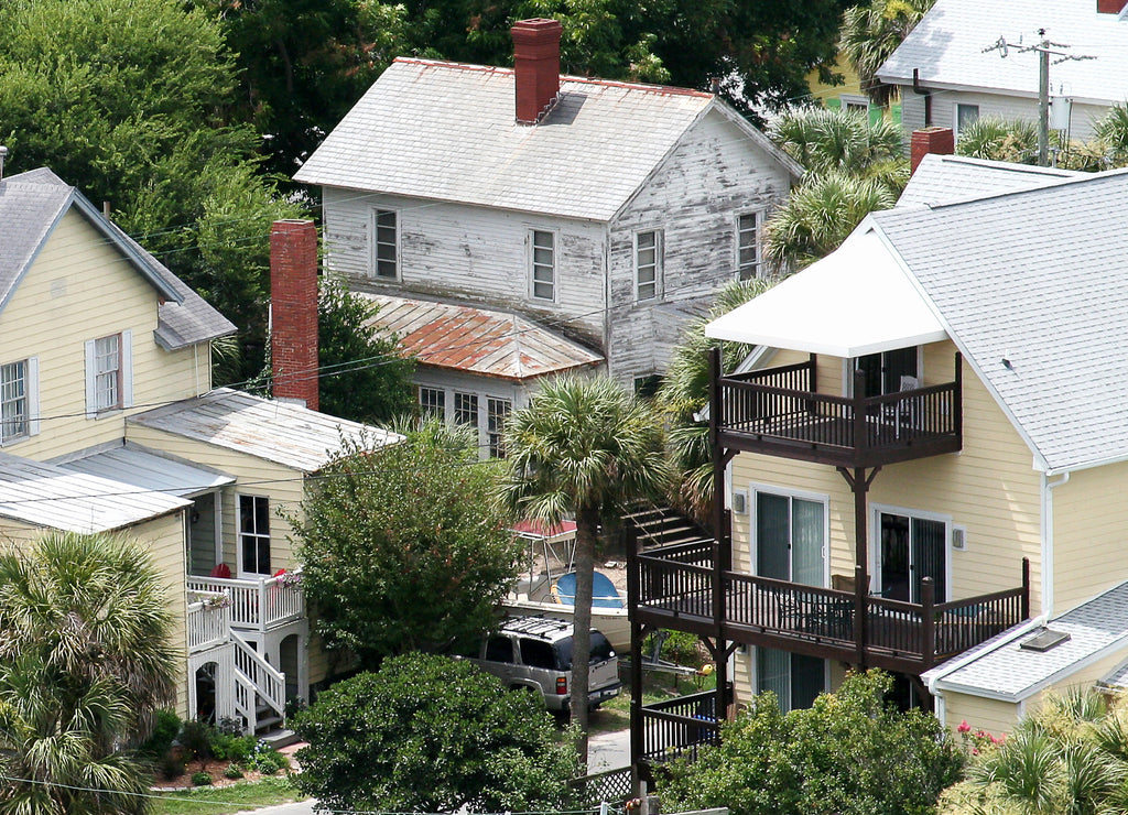 A view of the residential houses in Tybee Island from the lighthouse, Georgia