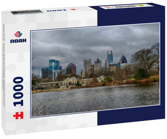 Skyline and reflections of midtown Atlanta, Georgia in Lake Meer