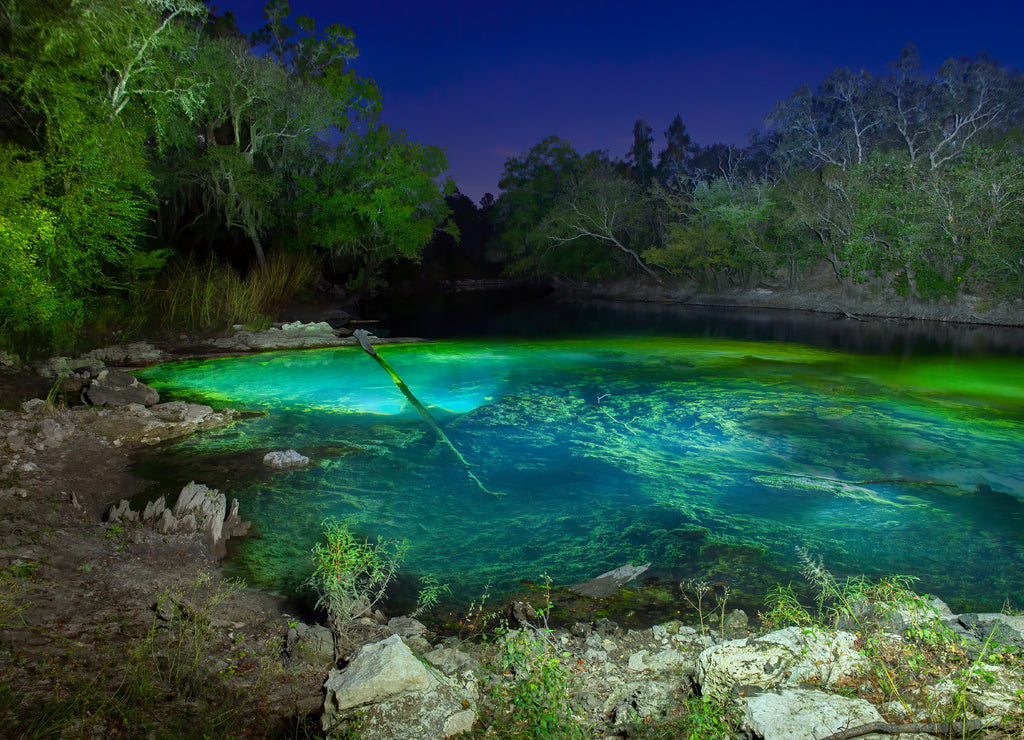 McIntyre Springs at Night on the Withlacoochee River, Brooks County, Georgia