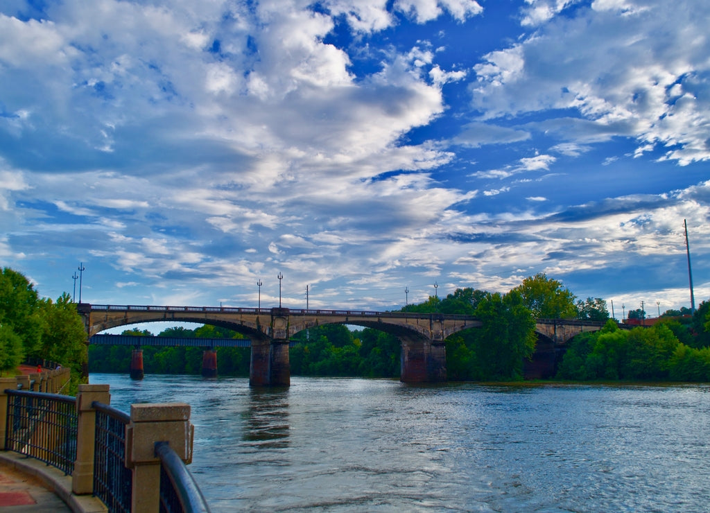 Dillingham Street Bridge view from Chattahoochee riverwalk in Columbus, Georgia