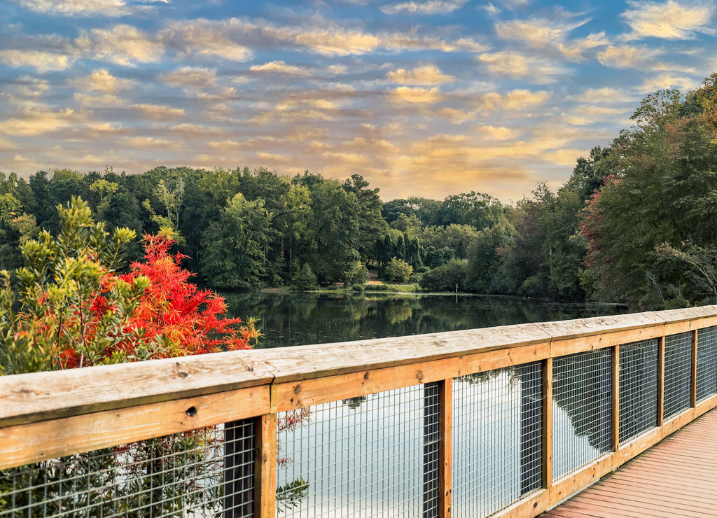 Rhodes Jordan Park at Lawrenceville Lake in Lawrenceville, Georgia USA
